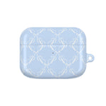 Pastel Blue Bow Pattern AirPod Case — Elegant Bow Pattern Protective Cover