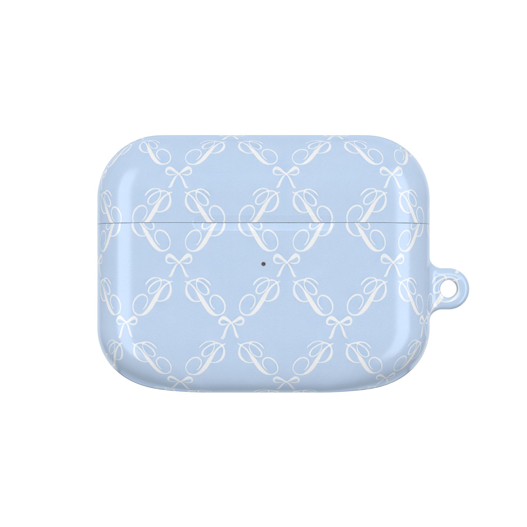 Pastel Blue Bow Pattern AirPod Case — Elegant Bow Pattern Protective Cover