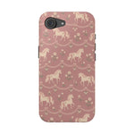 Rose Ponies MagSafe Phone Case, glossy iPhone 16e, rear view