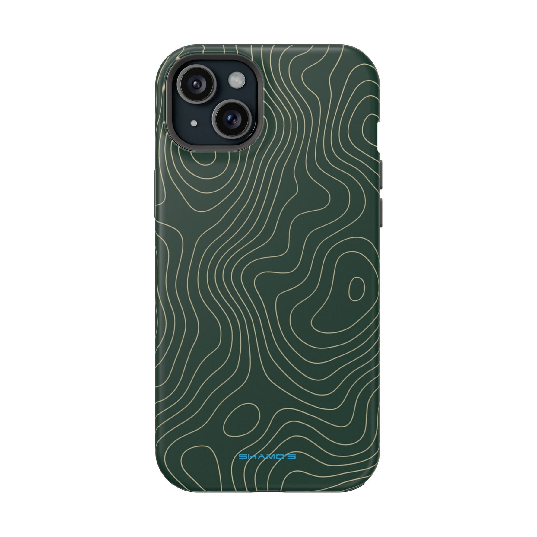 Topographic Green Magnetic Impact-Resistant iPhone Case | MagSafe compatible  Shamo's iPhone 15 Plus / Matte