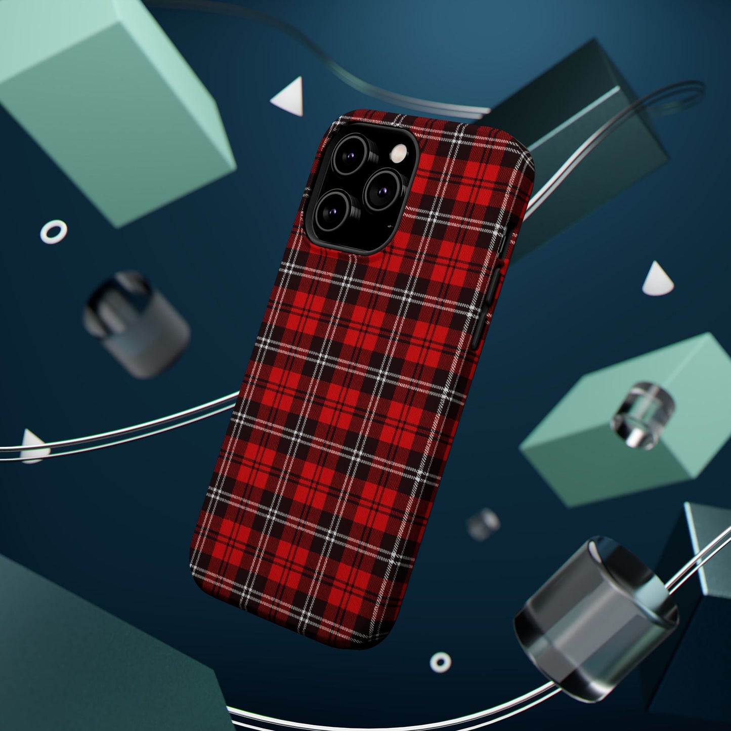 Red Tartan Plaid Impact-Resistant iPhone Case | MagSafe compatibility  Shamo's