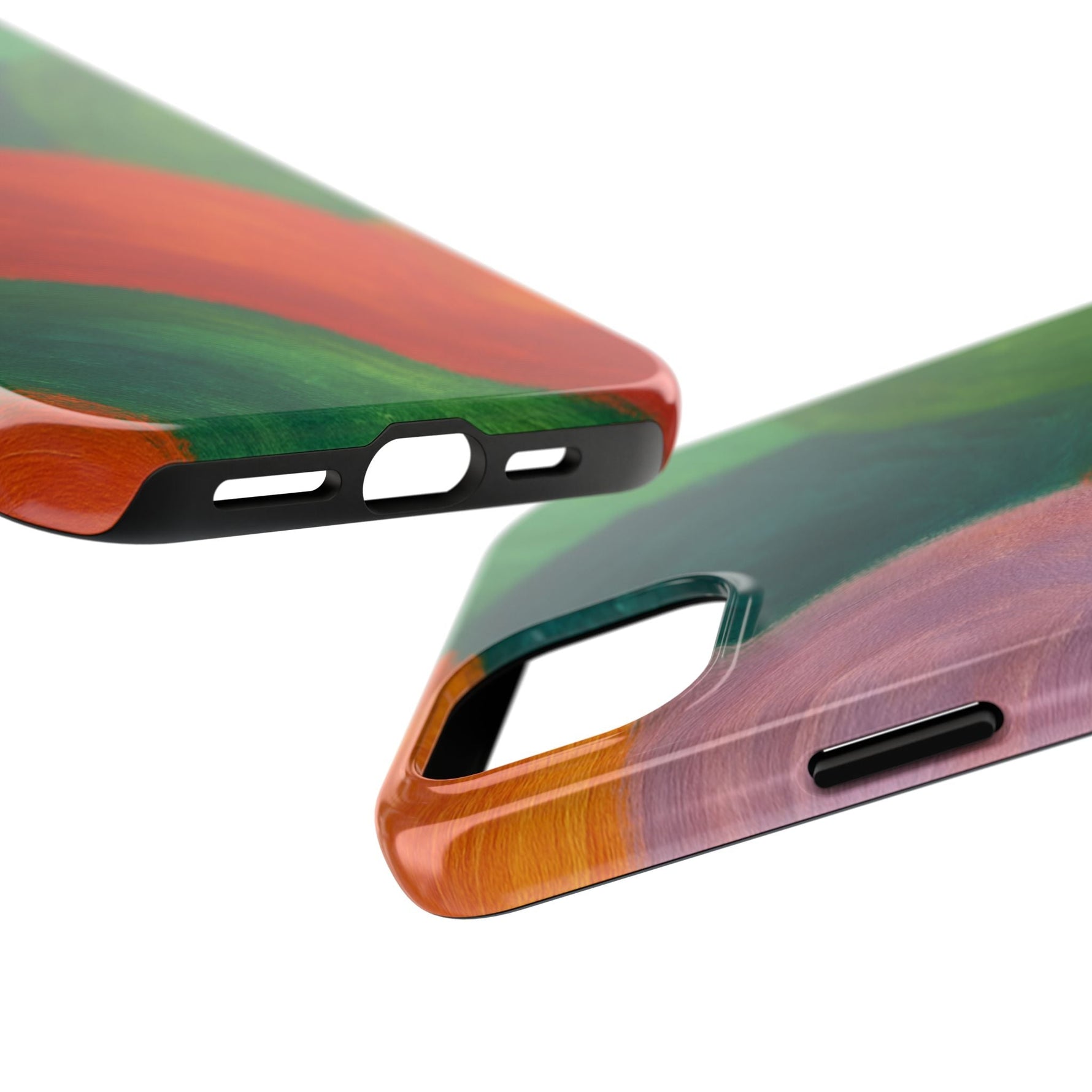 Abstract Color Wave Tough Phone Case — Bold Orange & Green Protective Phone Cover  Shamo's
