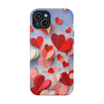 3D Paper Hearts Valentine Love iPhone Case with MagSafe Compatibility, Personalizable - iPhone 15 Plus / Matte - Shamo's