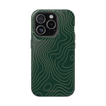 Topographic Green Magnetic Impact-Resistant iPhone Case | MagSafe compatible