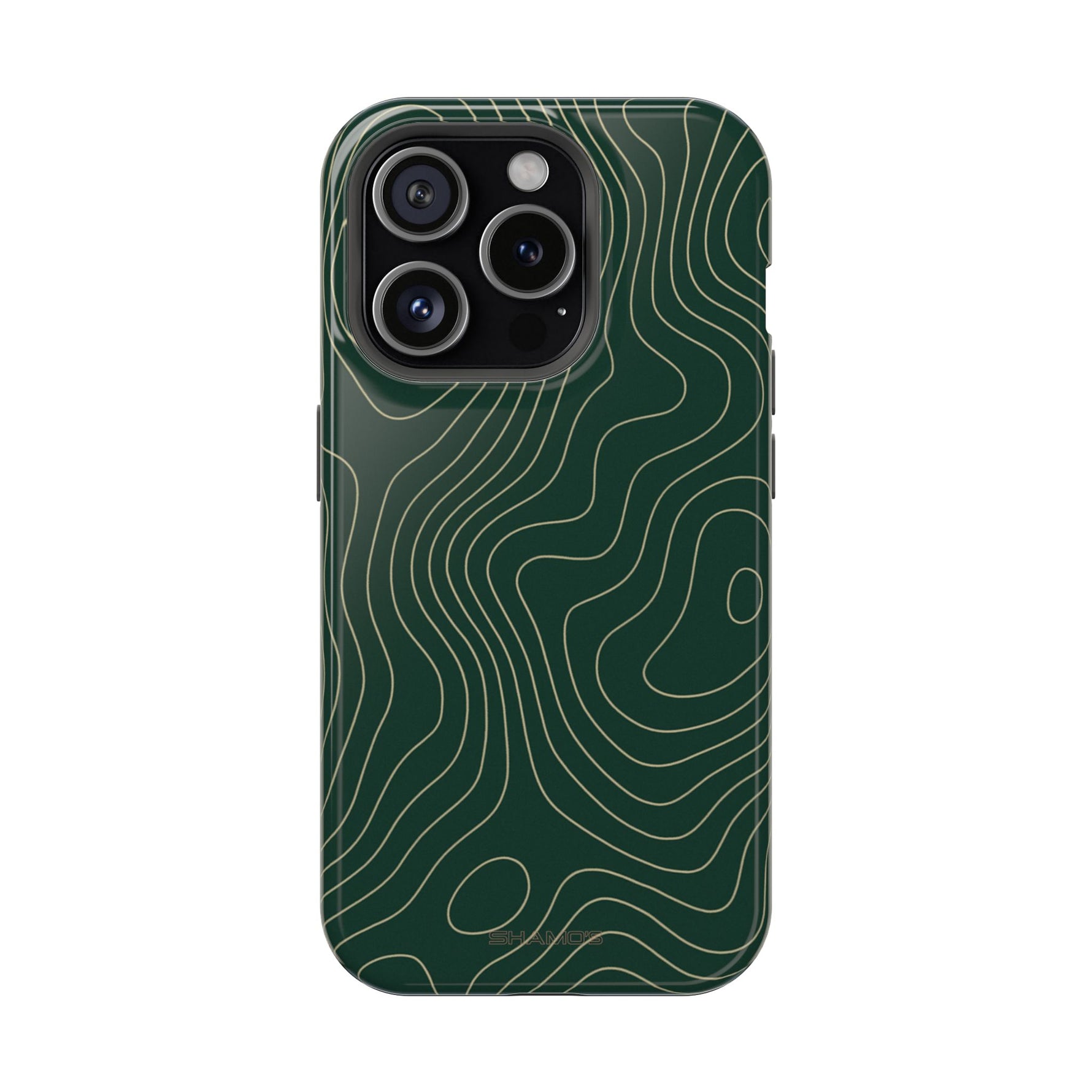 Topographic Green Magnetic Impact-Resistant iPhone Case | MagSafe compatible