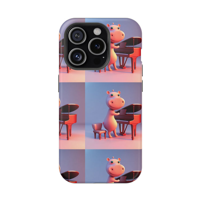 MagSafe Tough Cases with Tiny cute hippo playing a piano