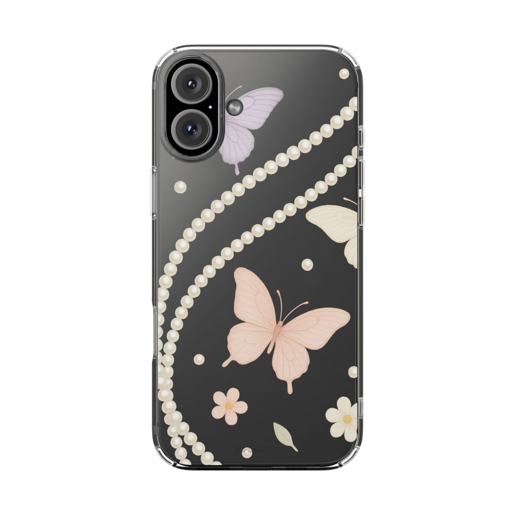 Butterfly Pearl Impact-Resistant Clear iPhone Case - iPhone 16 Plus / Without gift packaging - Shamo's