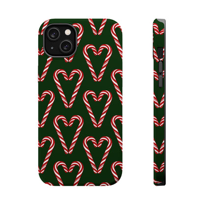 Candy Cane Heart MagSafe Impact-Resistant iPhone Case