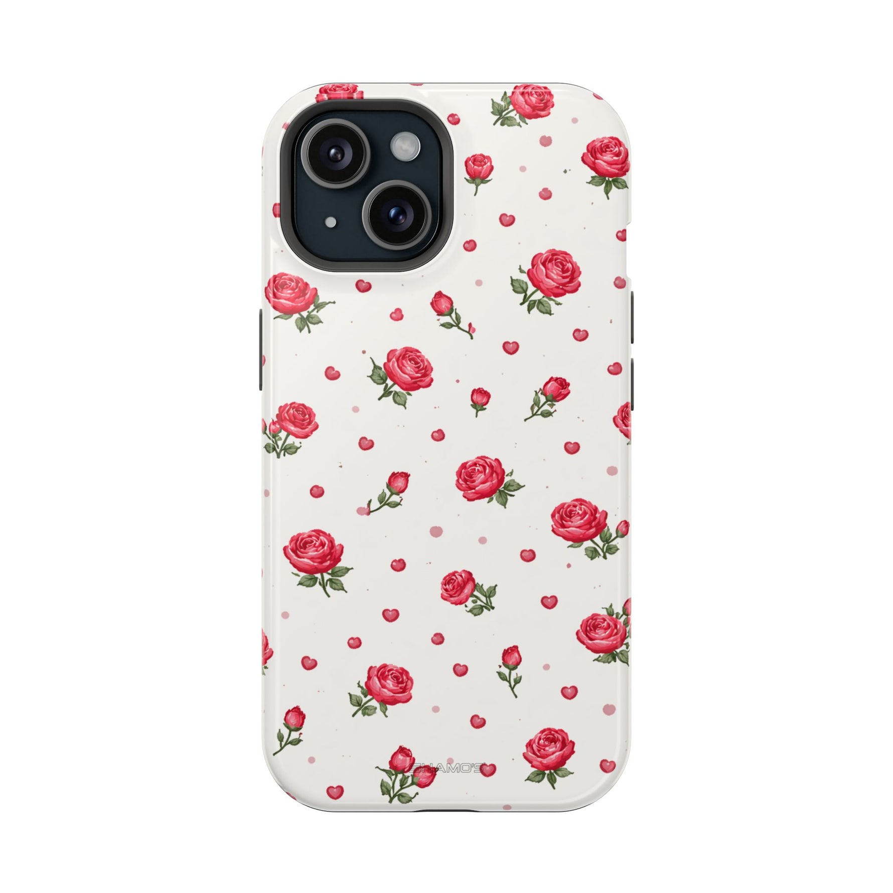 Rose Pattern Impact-Resistant iPhone Case | MagSafe