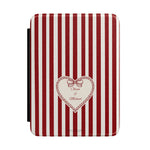 Kindle Case — Red & White Striped Heart Cover (Personalized Names)