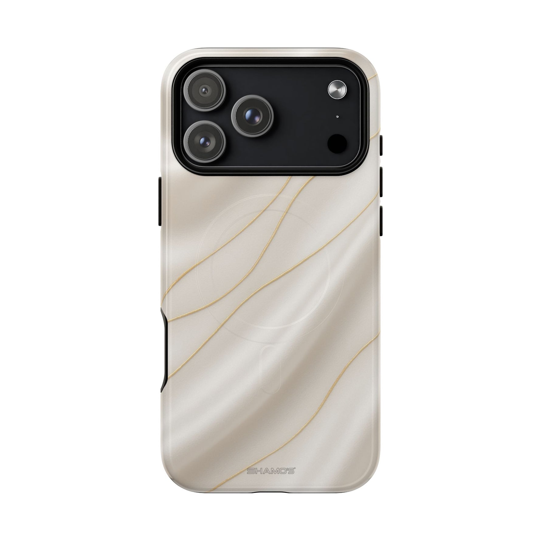 White Silk Gold Luxury iPhone Case with MagSafe - iPhone 17 Pro Max / Glossy - Shamo's