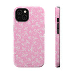 Pink Bow Pattern Impact-Resistant iPhone Case | MagSafe