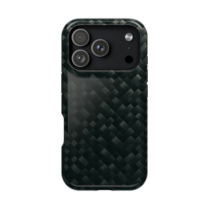 Dark Carbon Fiber Texture Magnetic Impact-Resistant iPhone Case | MagSafe compatible  Shamo's iPhone 17 Pro / Glossy