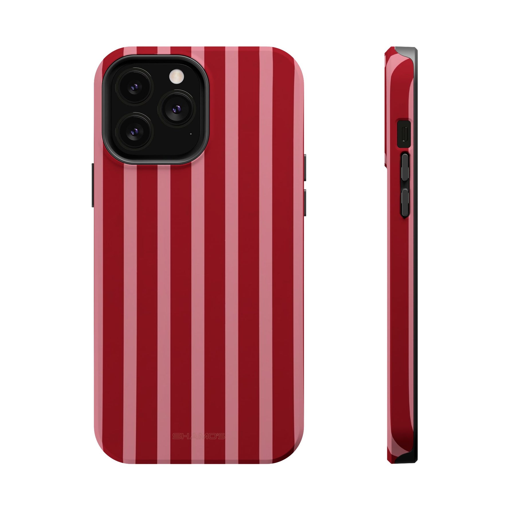 Red Burgundy  Stripes Magnetic Impact-Resistant Phone Case | MagSafe Compatible