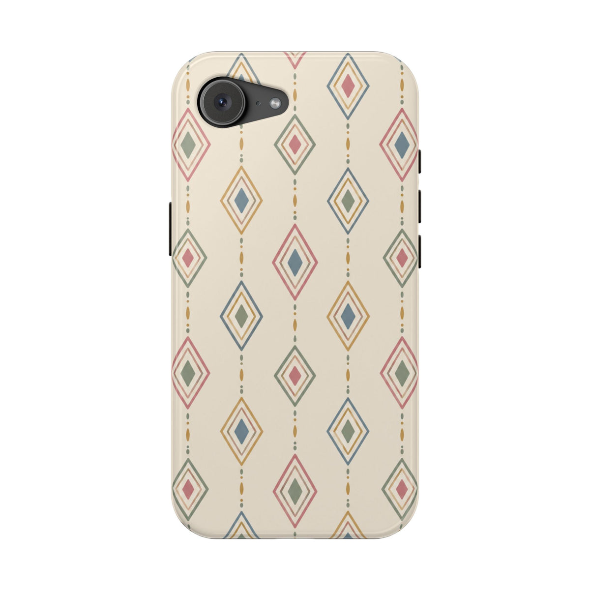 Desert Diamonds – Pastel Geometric Pattern MagSafe Phone Case, glossy iPhone 16e, rear view