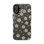 Navy Cherry Blossom Floral iPhone Case - Compatible with MagSafe - Shamo's