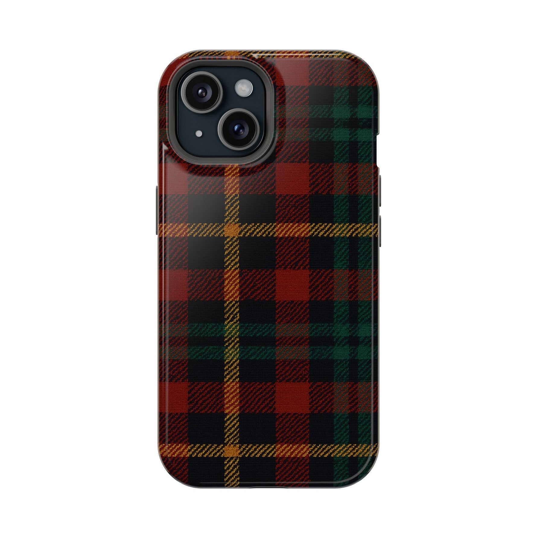 Plaid Impact-Resistant iPhone Case — Red Green Tartan Holiday Theme with MagSafe  Shamo's iPhone 15 / Glossy