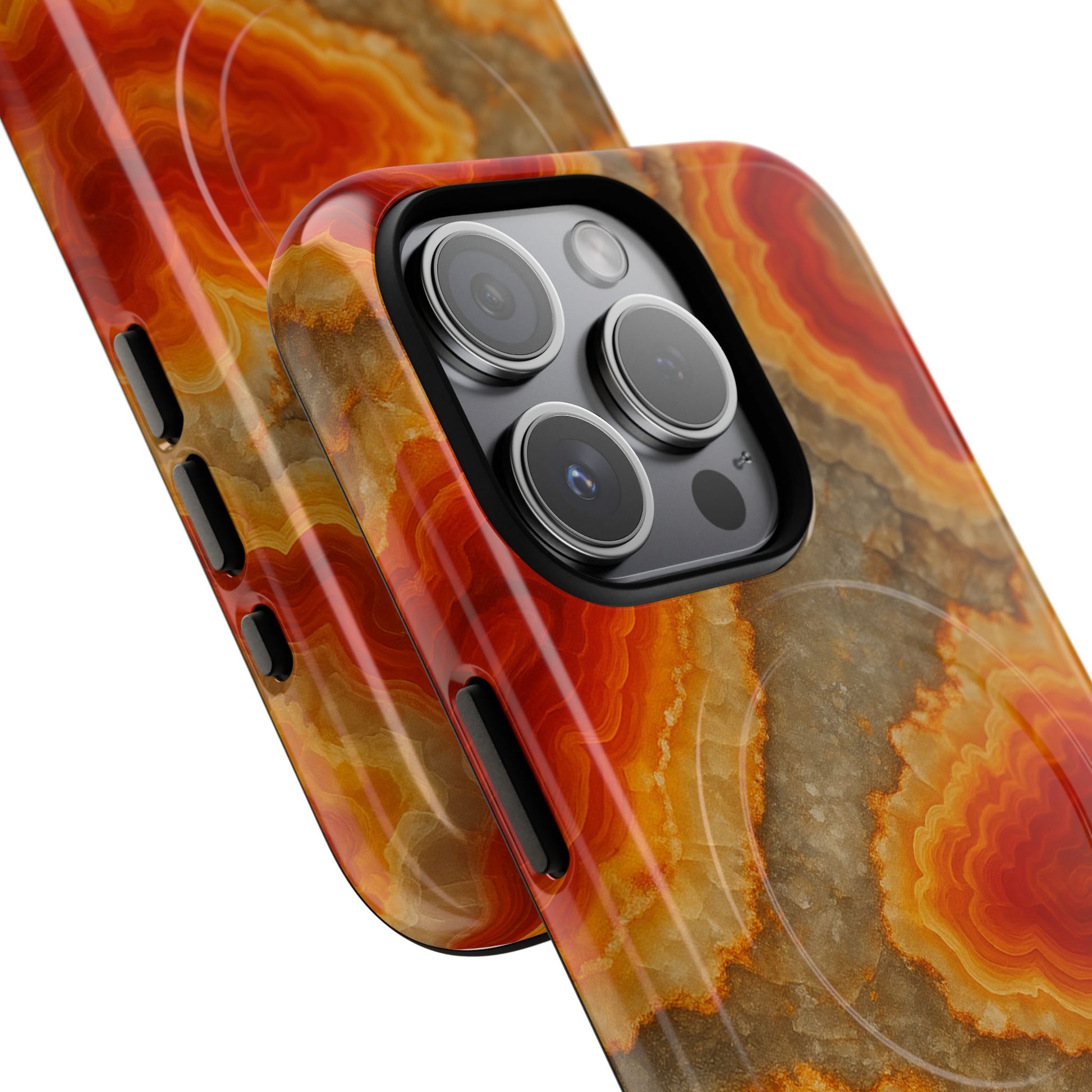 Agate Glow Marble iPhone Case Orange Geode Stone Design with MagSafe - Shamo's