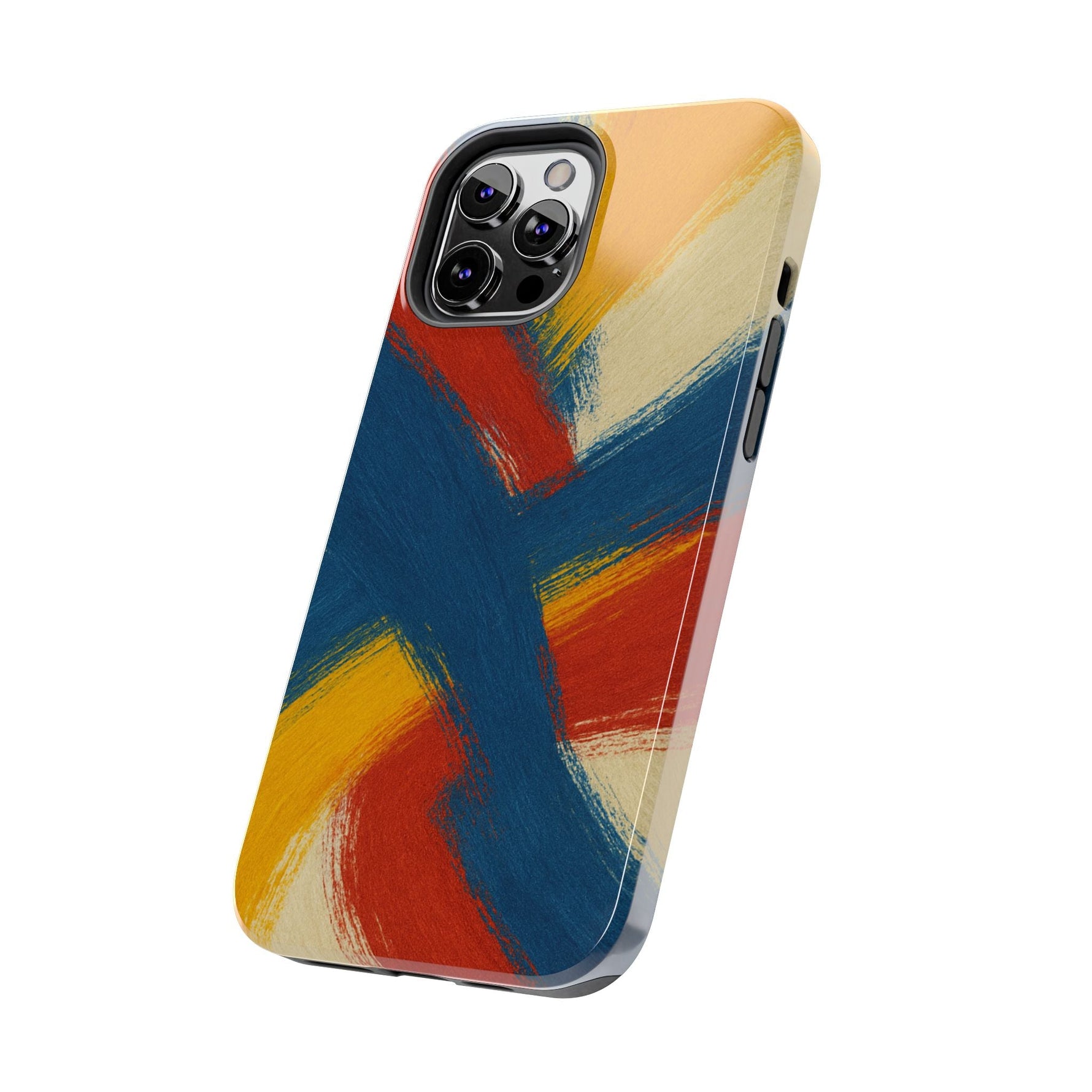 Abstract Brushstroke Tough Phone Case — Colorful Red, Blue & Yellow Protective Cover  Shamo's
