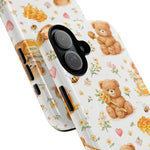 Honey Teddy Bear iPhone Case — Yellow Bee & Honey Pot Design with MagSafe