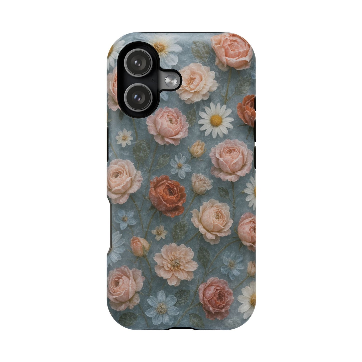 Frozen Floral Vintage Roses & Daisies iPhone Case with MagSafe compatibility  Shamo's iPhone 17 / Matte