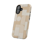 Geometric Beige Magnetic Impact-Resistant iPhone Case with Personalizable Quote and MagSafe Compatible
