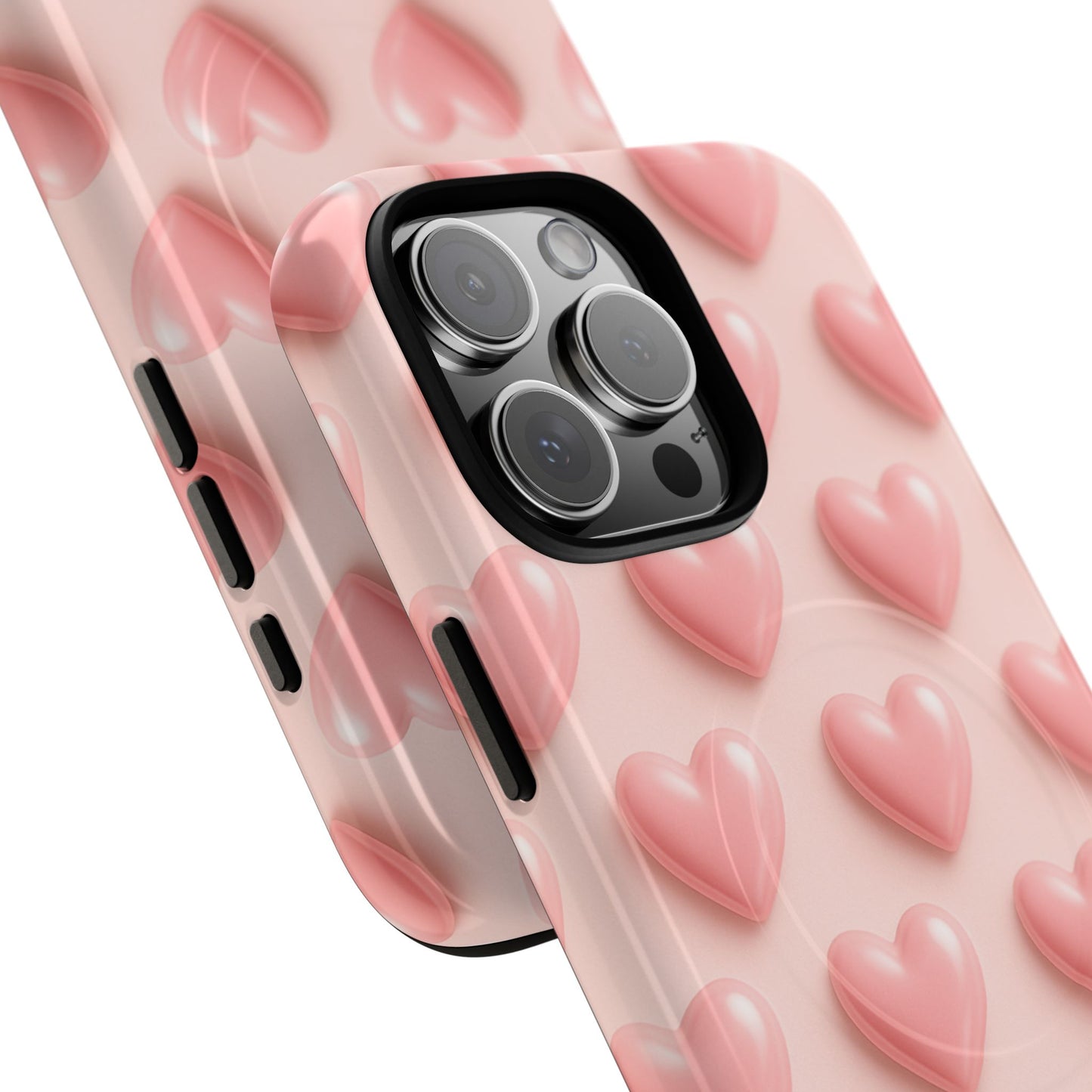 Baby Pink Pearl Hearts 3D iPhone Case | MagSafe