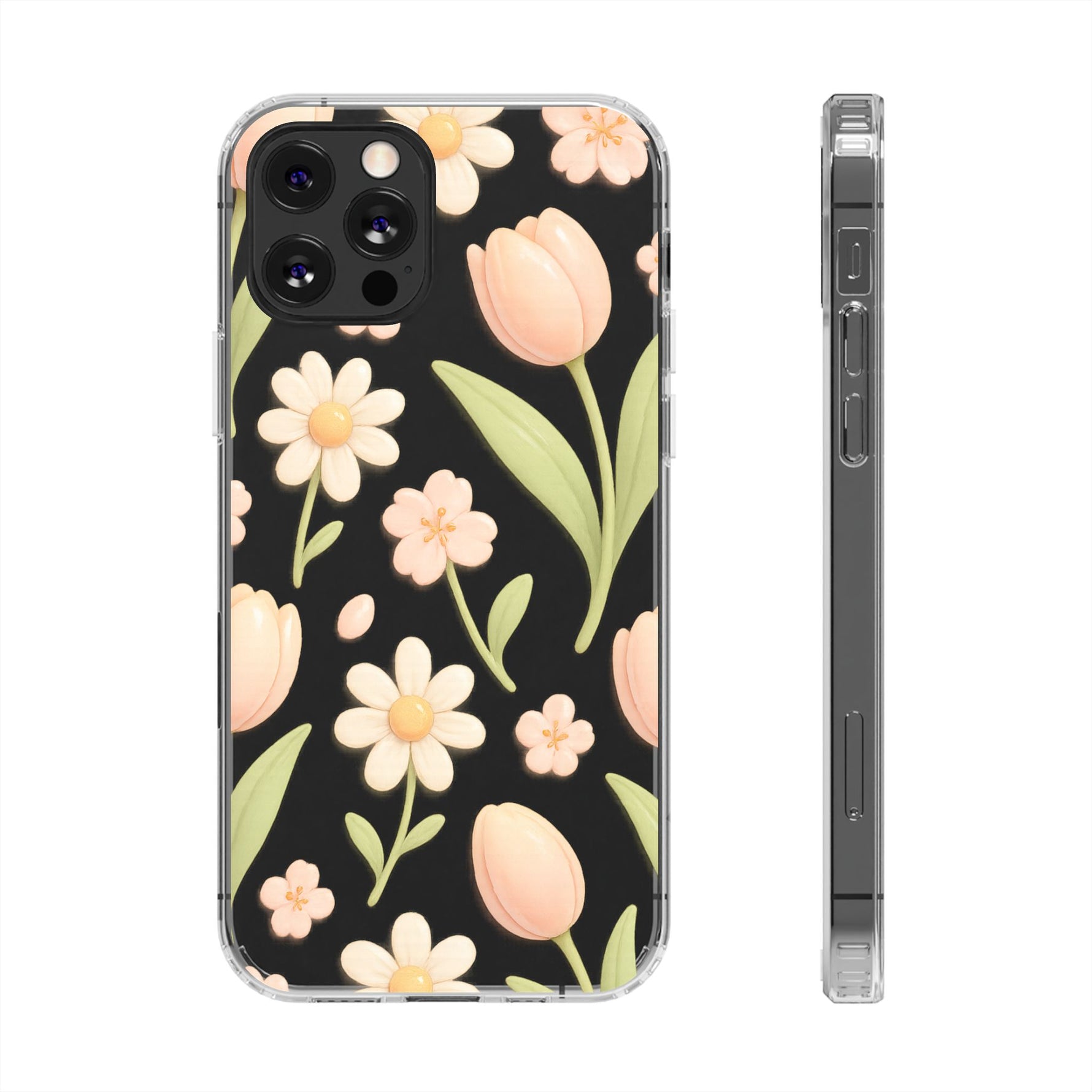 Floral Impact-Resistant Clear iPhone Case - Shamo's