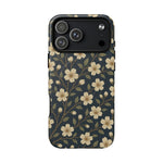 Navy Cherry Blossom Floral iPhone Case - Compatible with MagSafe - Shamo's