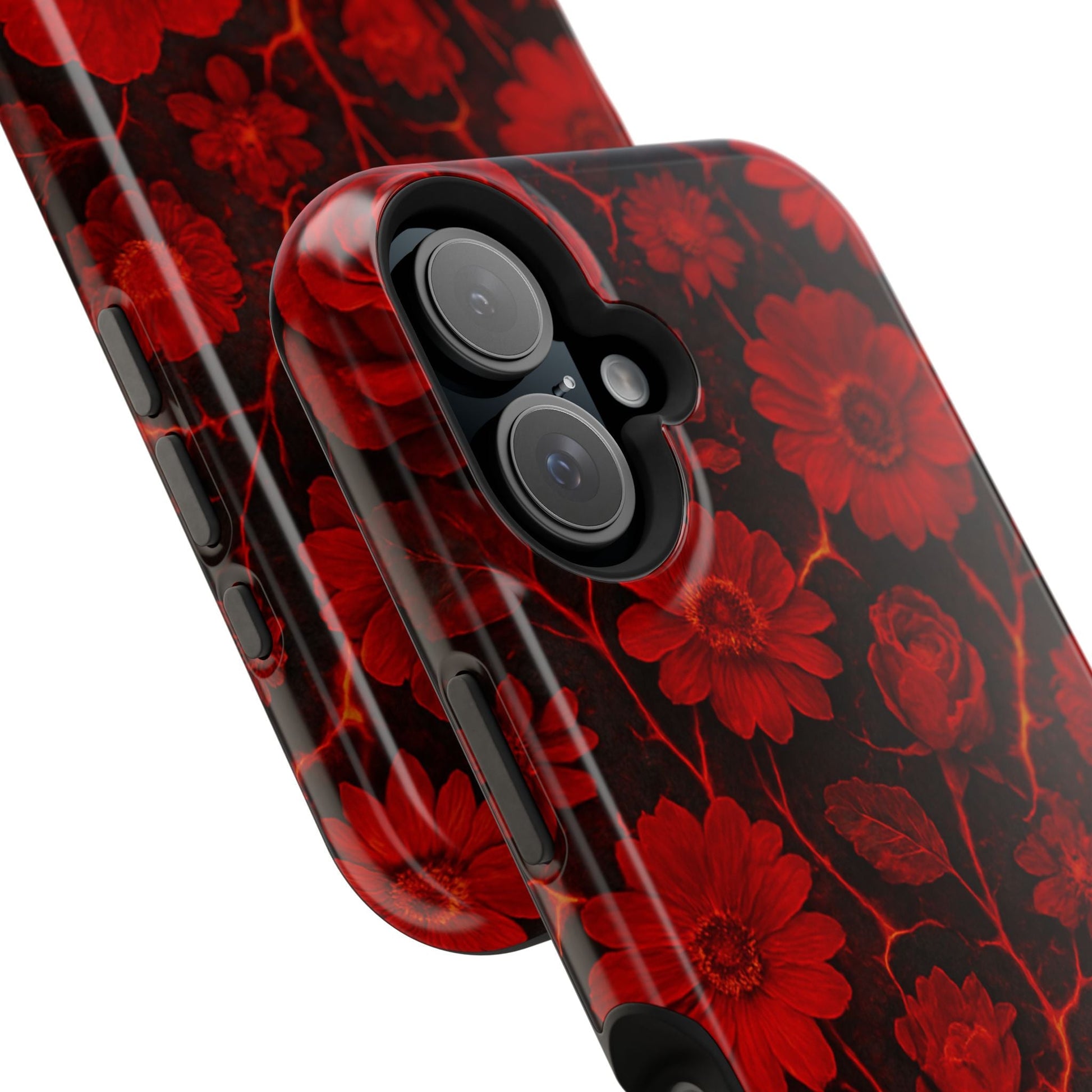 Melted Lava Dark Red Floral iPhone Case — MagSafe Compatible  Shamo's