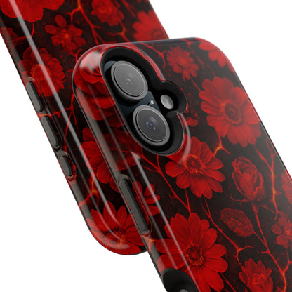 Melted Lava Dark Red Floral iPhone Case — MagSafe Compatible  Shamo's