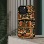 Floral Bookshelf iPhone Case — MagSafe Magnetic, Impact-Resistant
