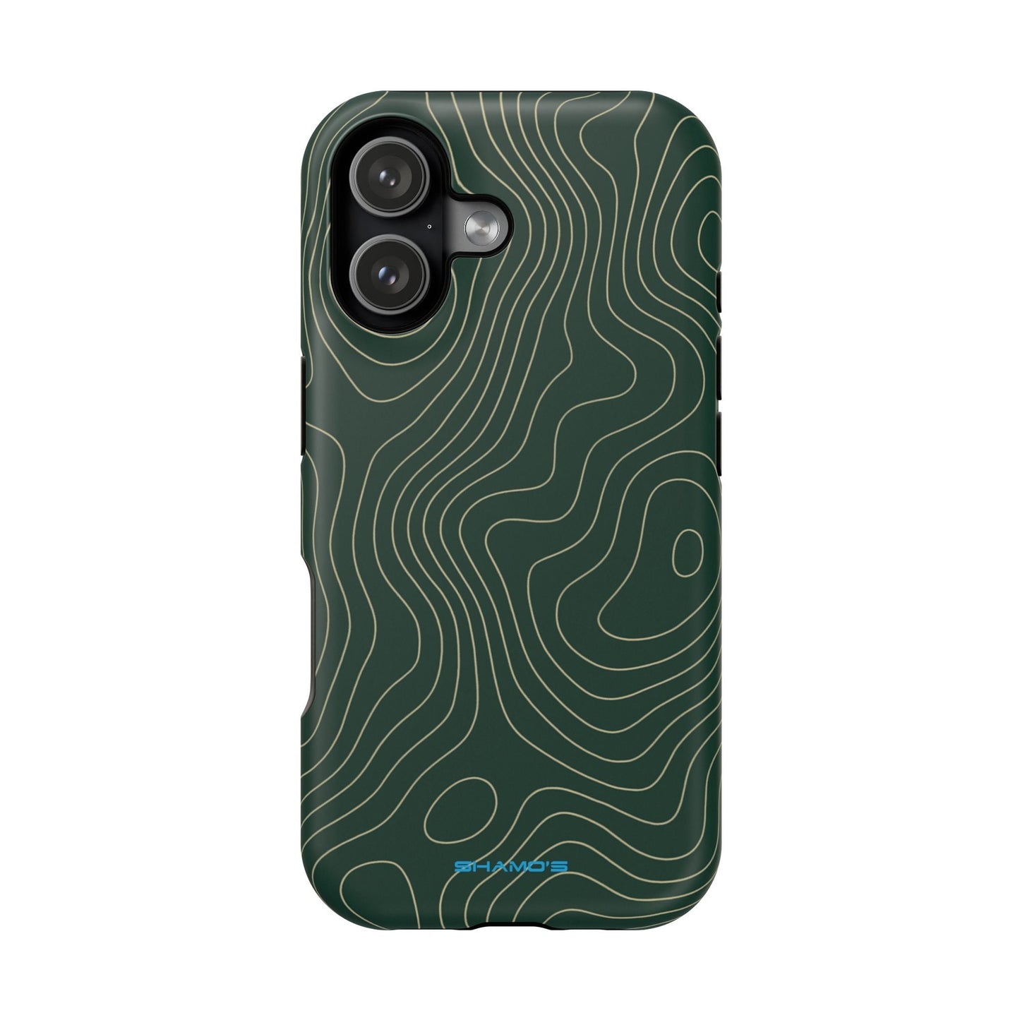 Topographic Green Magnetic Impact-Resistant iPhone Case | MagSafe compatible  Shamo's iPhone 17 / Matte