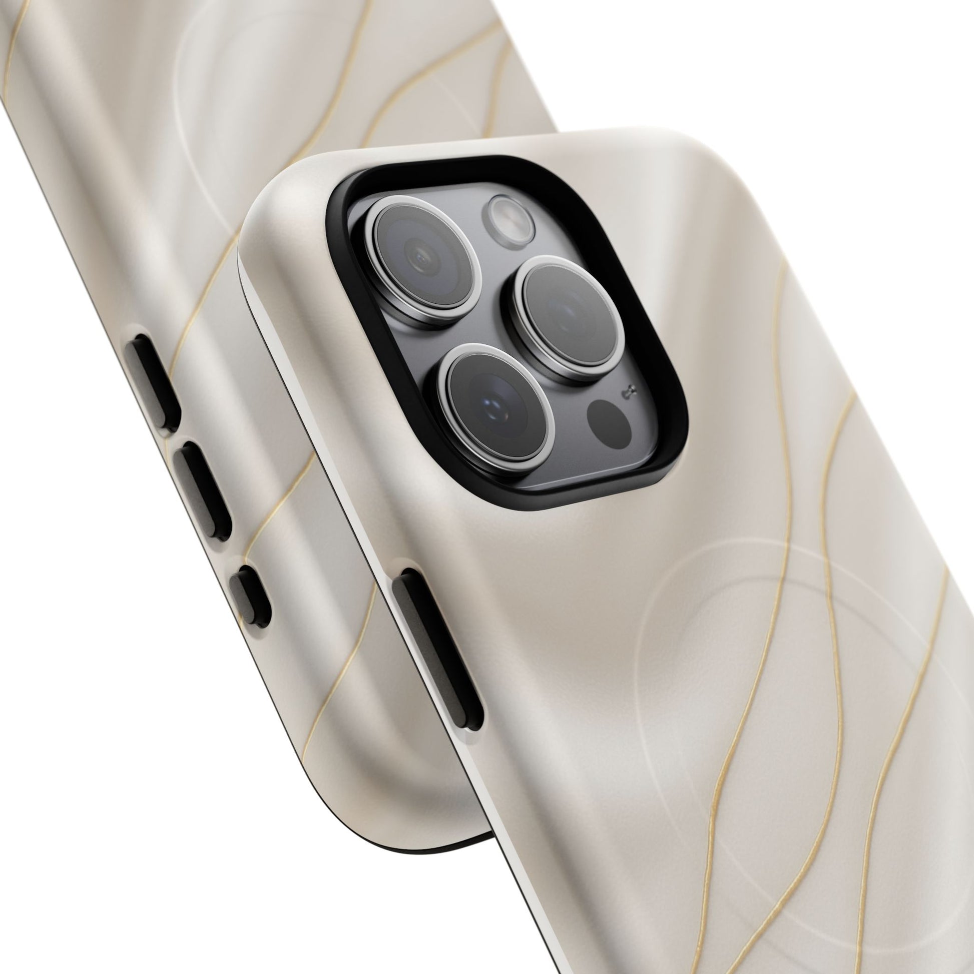 White Silk Gold Luxury iPhone Case with MagSafe - Shamo's