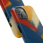 Abstract Brushstroke Tough Phone Case — Colorful Red, Blue & Yellow Protective Cover  Shamo's