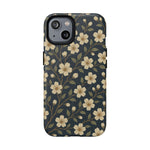 Navy Cherry Blossom Floral iPhone Case - Compatible with MagSafe - Shamo's