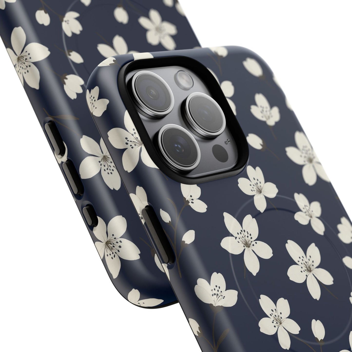 Navy Blossom Floral iPhone Case | MagSafe