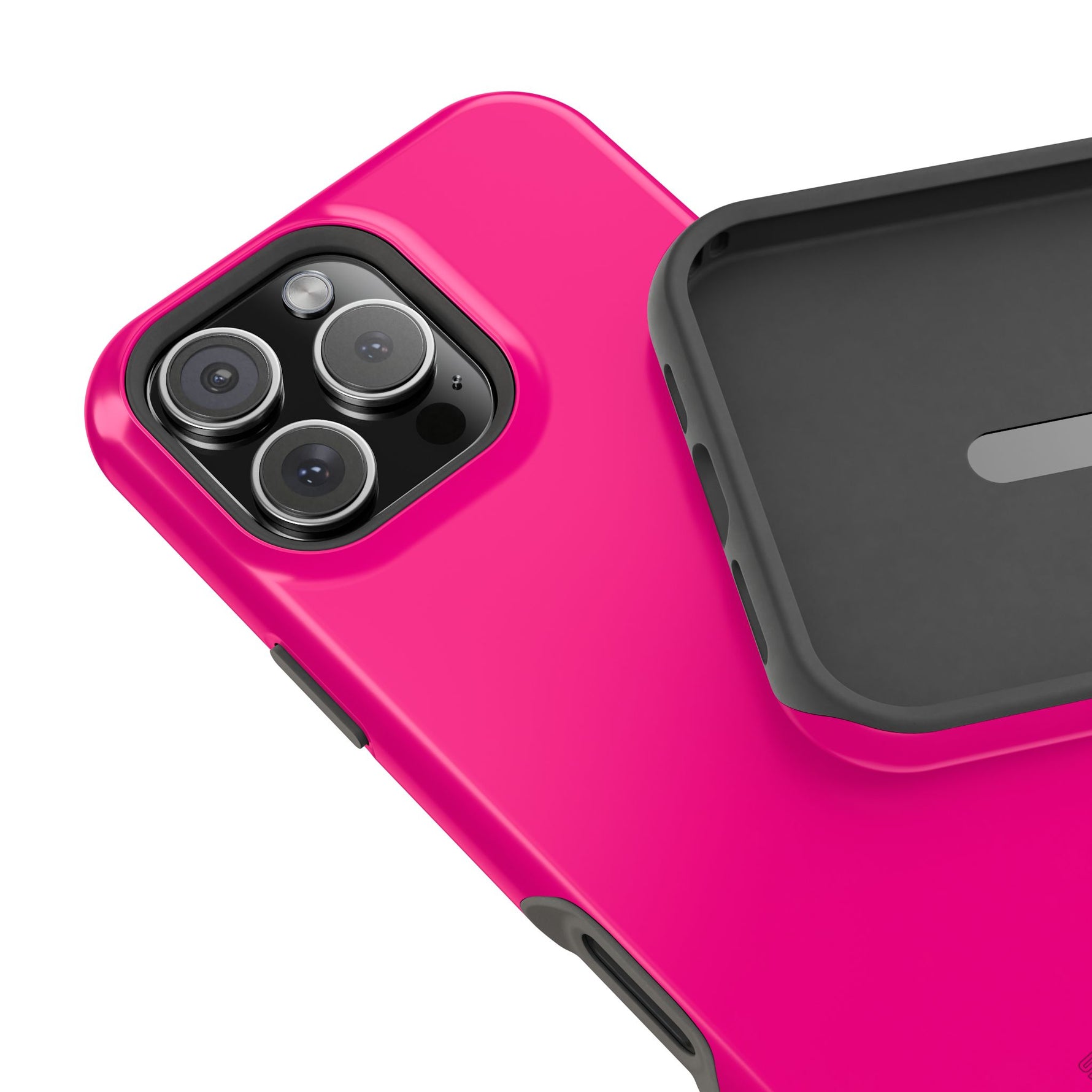 Neon Pink MagSafe Compatible Impact-Resistant Phone Case Hot Pink