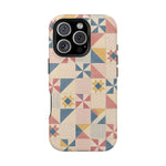 Prairie Quilt – Pastel Patchwork Pattern MagSafe Phone Case, glossy iPhone 16 Pro, rear view
