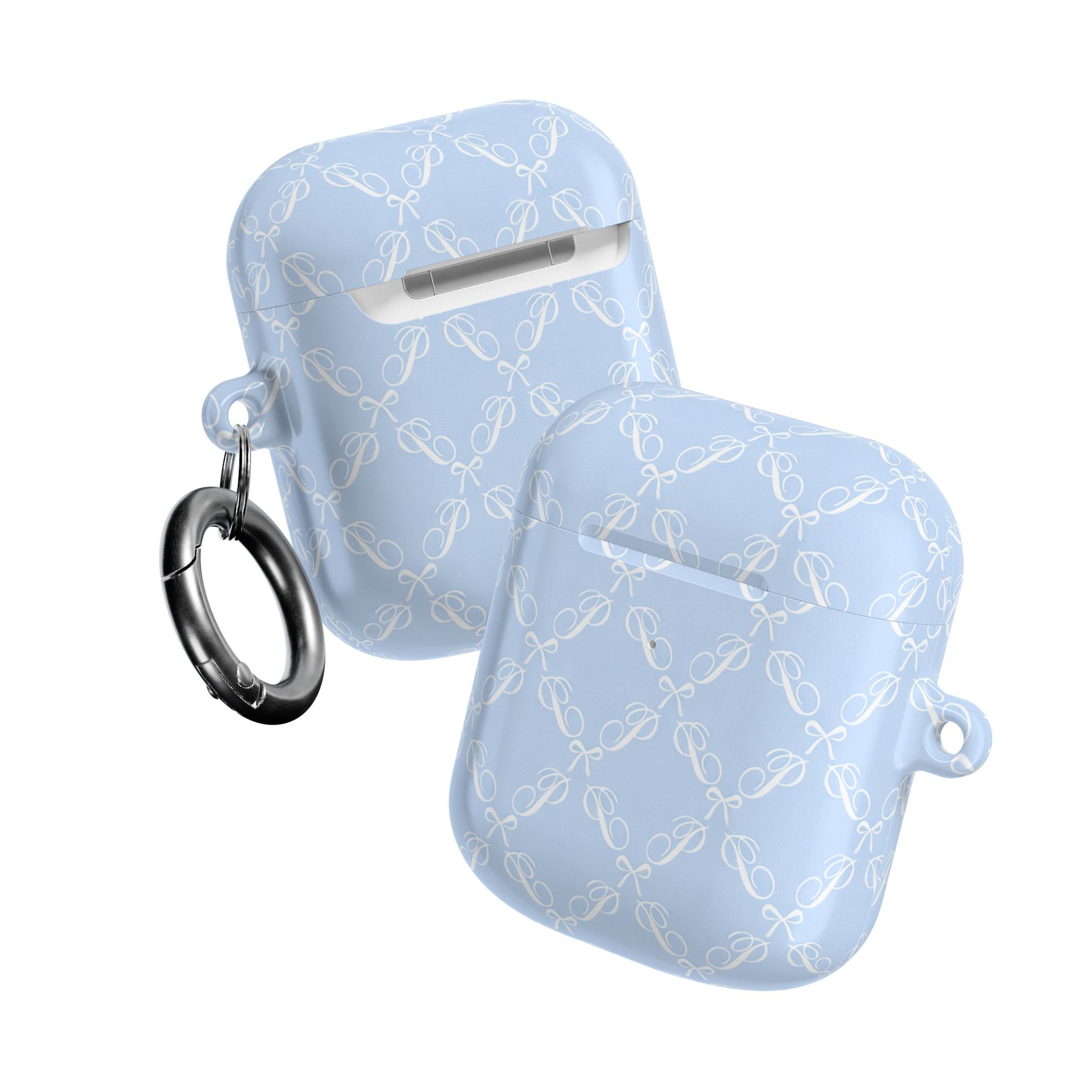Pastel Blue Bow Pattern AirPod Case — Elegant Bow Pattern Protective Cover