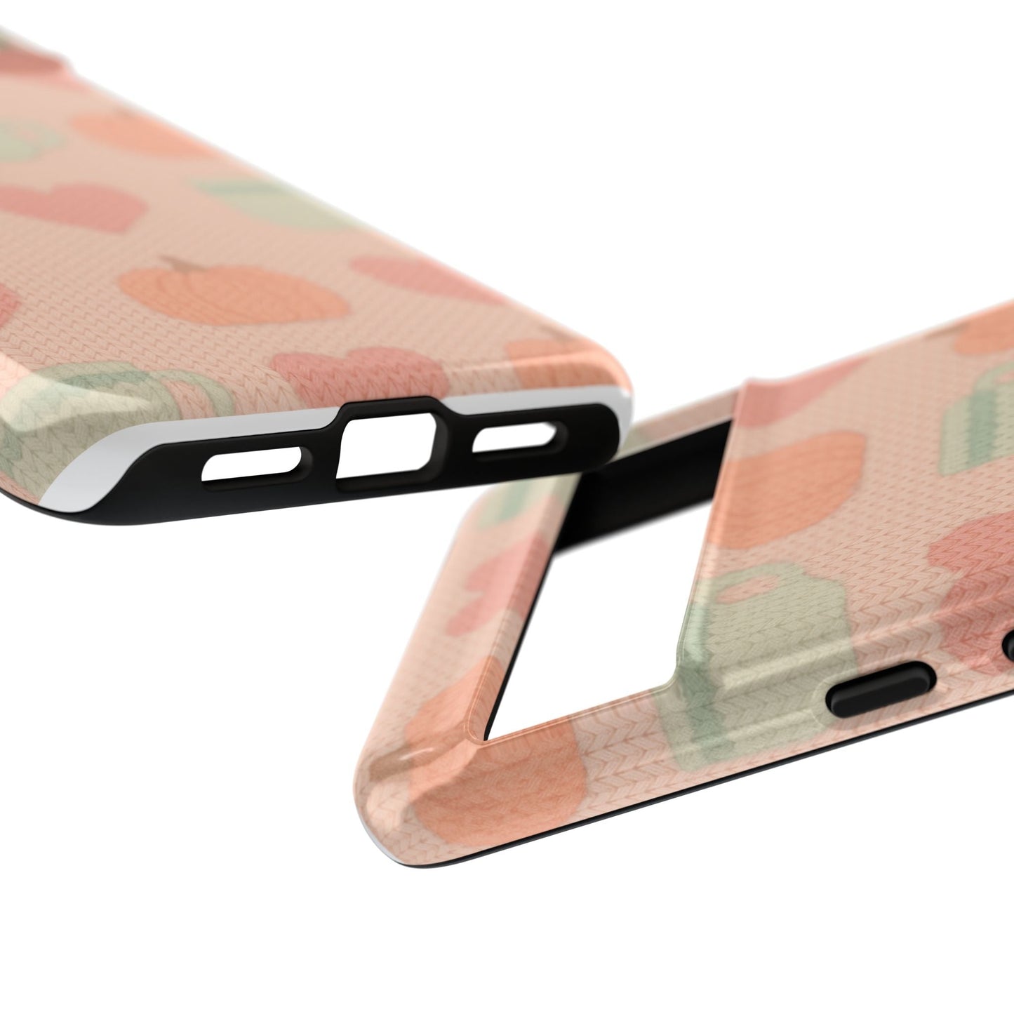 Autumn Cozy iPhone Case – Pumpkin, Heart & Coffee Cup Pattern