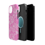 Pink Lingerie Lace Print Impact-Resistant iPhone Case | MagSafe - iPhone 17 / Glossy - Shamo's
