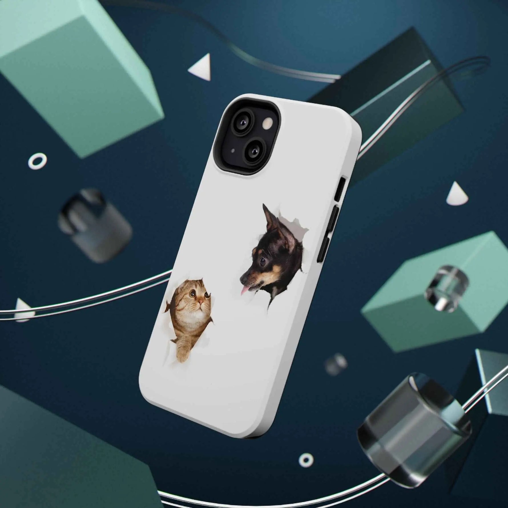 Impact-Resistant Cases with a cat and a dog