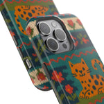 Cozy Knit Leopard Pattern Sweater Holiday Theme iPhone Case with MagSafe compatibility  Shamo's