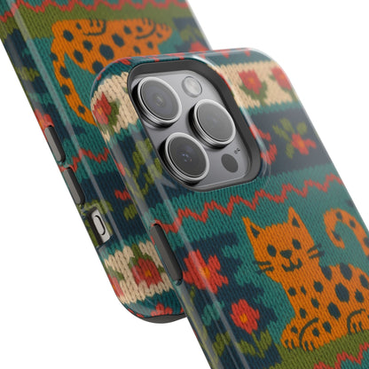 Cozy Knit Leopard Pattern Sweater Holiday Theme iPhone Case with MagSafe compatibility