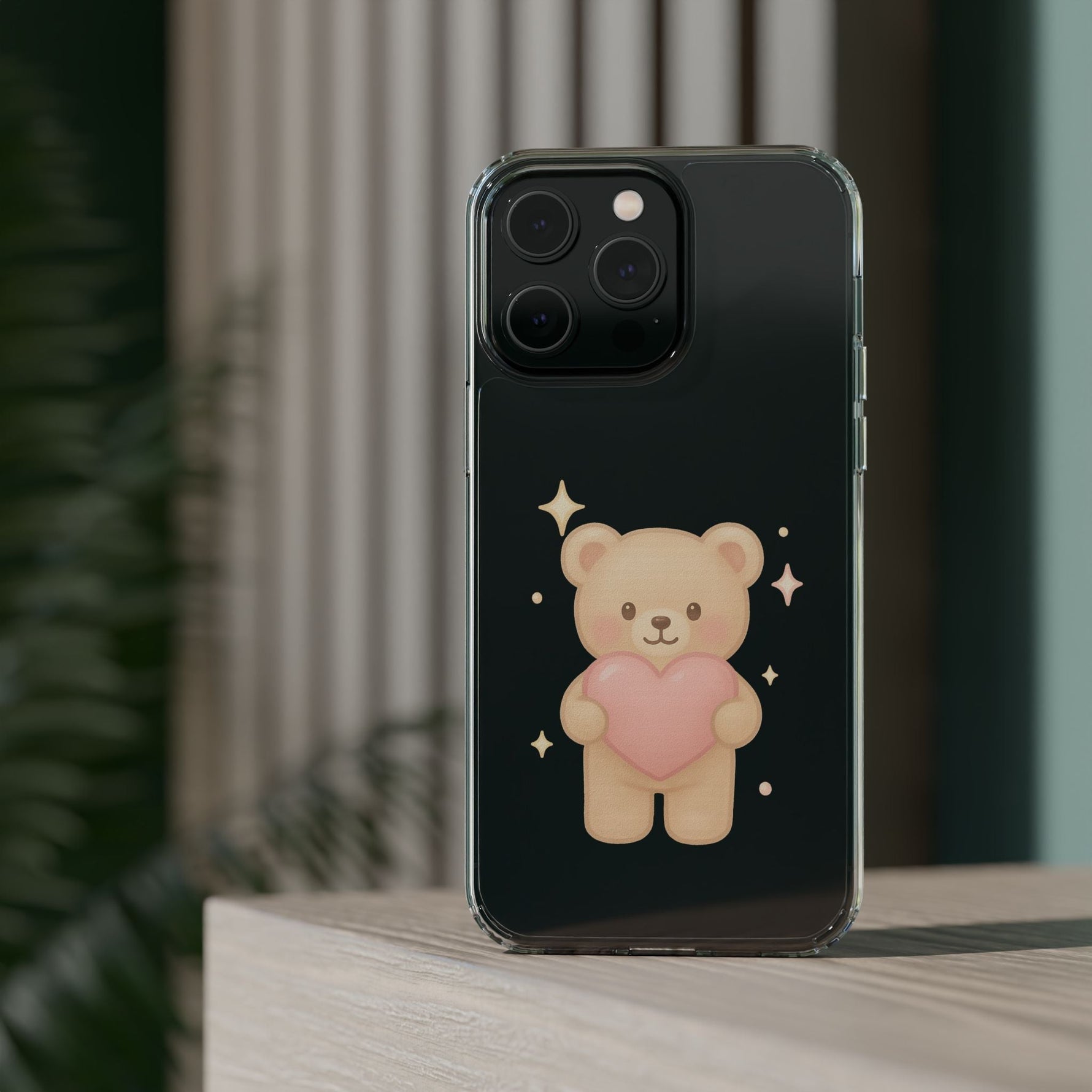 Romantic Teddy Bear Impact-Resistant iPhone Case with Heart Design  Shamo's