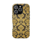 Gold Damask Magnetic Impact-Resistant iPhone Case with MagSafe Compatibility