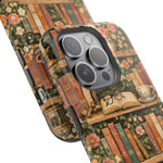 Floral Bookshelf iPhone Case — MagSafe Magnetic, Impact-Resistant