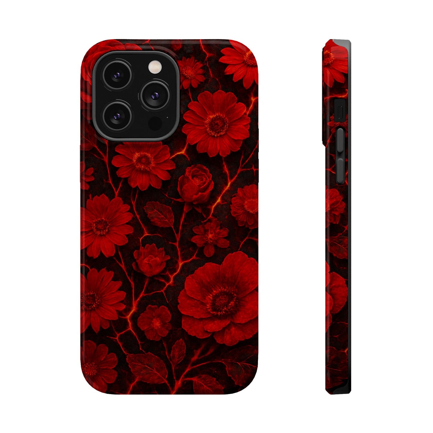 Melted Lava Dark Red Floral iPhone Case — MagSafe Compatible  Shamo's iPhone 14 Pro Max / Glossy