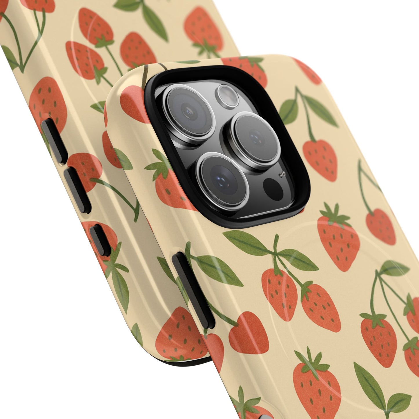 Strawberry Cherry Fruit Pattern iPhone Case | MagSafe Compatible